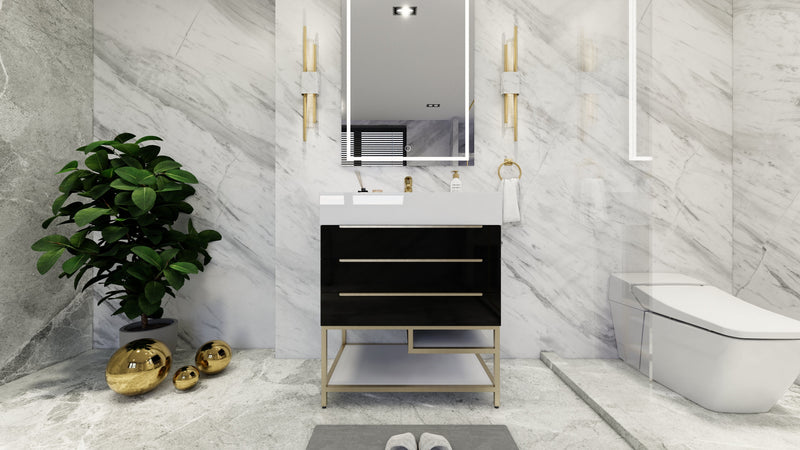 Bethany 30" Freestanding Vanity in High Gloss Black