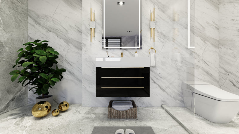 Bethany 30" Floating Modern Vanity in Gloss Black