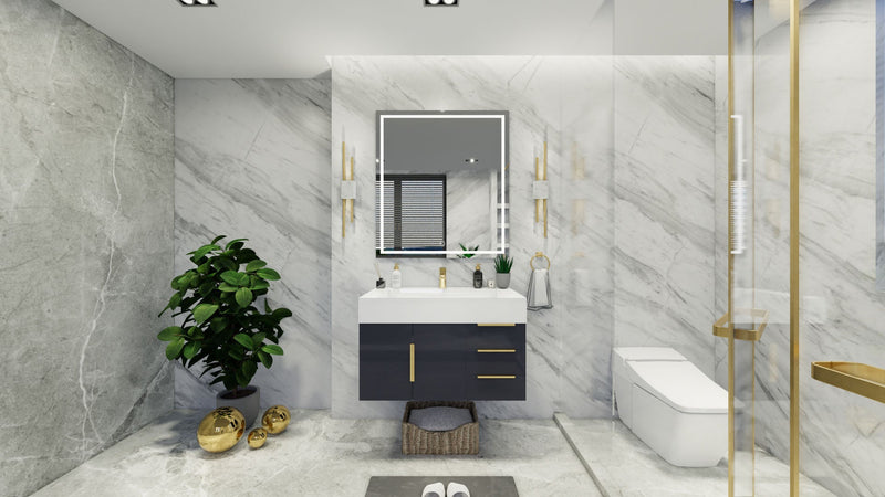 Bethany 36" Floating Vanity in Glossy Gray