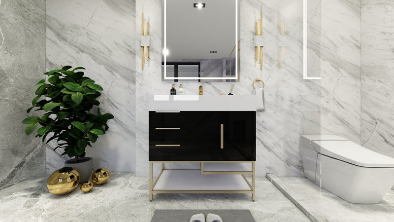 Bethany 36" Freestanding Vanity in High Gloss Black