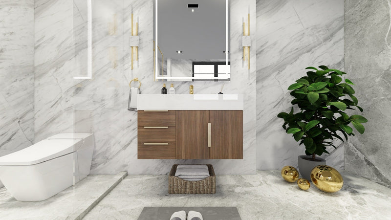 Bethany 36" Floating Modern Vanity in Rosewood