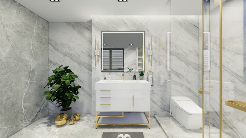 Bethany 42" Freestanding Modern Vanity in Gloss White