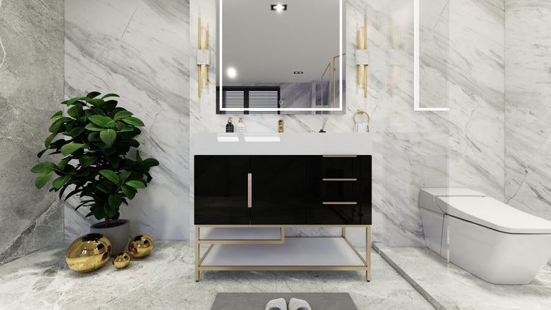 Bethany 42" Freestanding Vanity in High Gloss Black