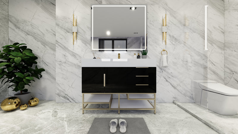 Bethany 48" Freestanding Vanity in High Gloss Black