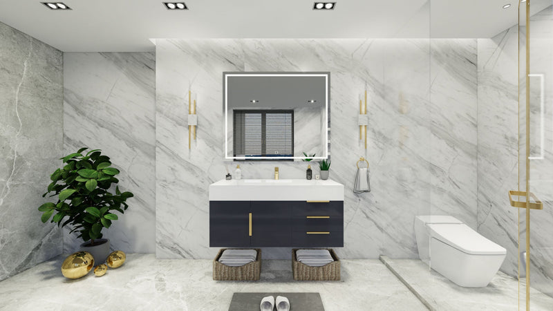 Bethany 48" Floating Vanity in Glossy Gray