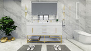 Bethany 60" Freestanding Modern Vanity in Gloss White with Double Sink