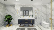 Bethany 60" Floating Vanity in Glossy Gray with Double Sink