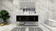 Bethany 60" Freestanding Vanity in High Gloss Black with Double Sink