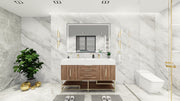 Bethany 60" Freestanding Modern Vanity in White Oak with Double Sink