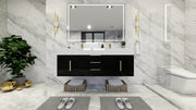 Bethany 60" Floating Modern Vanity in Gloss Black with Double Sink