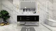 Bethany 60" Freestanding Vanity in High Gloss Black