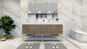 Bethany 72" Freestanding Vanity in Light Oak with Double Sink, Side Drawers