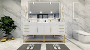 Bethany 72" Freestanding Vanity in Gloss White, Double Sink, Double Vanity, Side Drawers
