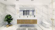 Bethany 72" Floating Modern Vanity in Teak Oak with Double Sink, Side Drawers
