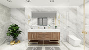 Bethany 72" Freestanding Modern Vanity in White Oak with Double Sink