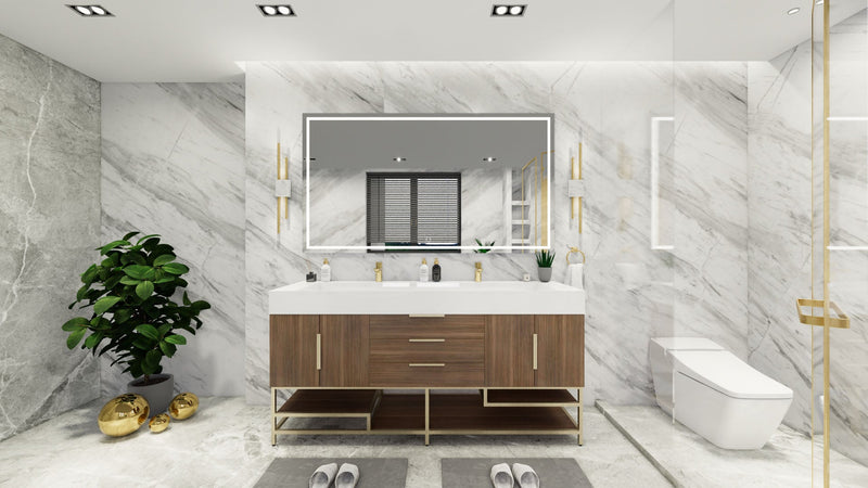 Bethany 72" Freestanding Modern Vanity in Rosewood with Double Sink
