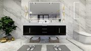 Bethany 72" Floating Modern Vanity in Gloss Black with Double Sink and Middle Drawers