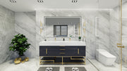 Bethany 72" Freestanding Modern Vanity in Gloss Gray with Double Sink, Middle Drawers