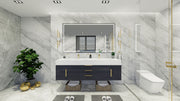 Bethany 72" Floating Vanity in Glossy Gray with Double Sink and Middle Drawers