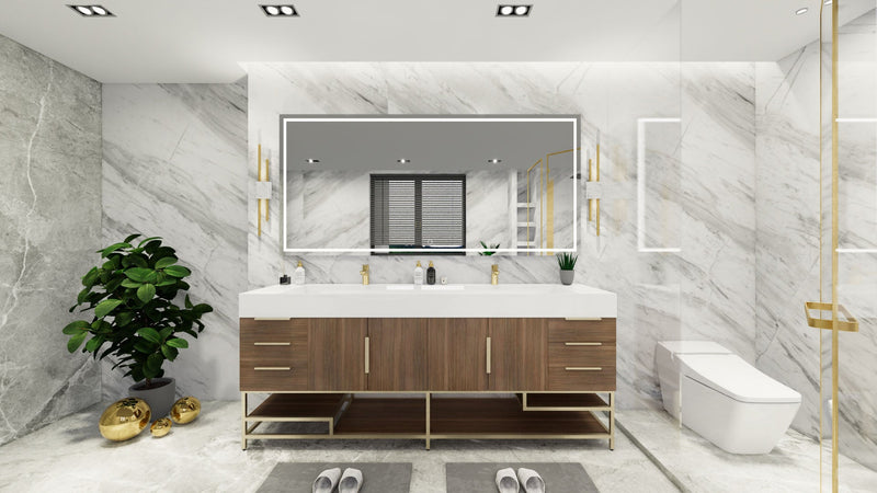 Bethany 84" Freestanding Modern Vanity in Rosewood with Double Sink