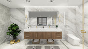 Bethany 84" Floating Vanity in Rosewood with Double Sink
