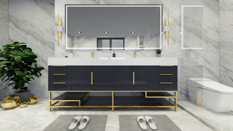 Bethany Freestanding Bathroom Vanity with Reinforced Acrylic Sink | Black Handles (image 1)