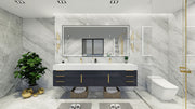 Bethany Wall Mounted Floating Bathroom Vanity with Reinforced Acrylic Sink | Gold Handles (image 1)