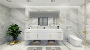 Bethany 84" Floating Vanity in Gloss White with Double Sink