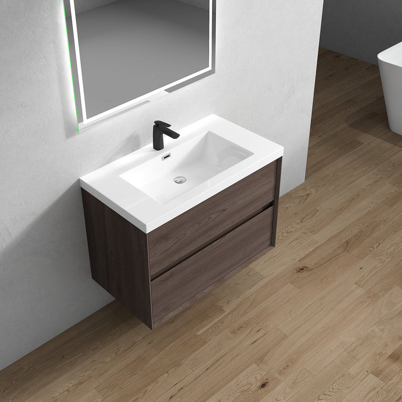 Kingdee 24"-84" Wall Mounted Vanity with Reinforced Acrylic Sink