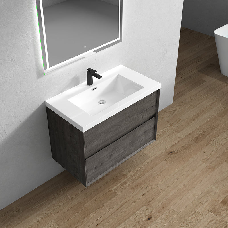 Kingdee 24"-84" Wall Mounted Vanity with Reinforced Acrylic Sink