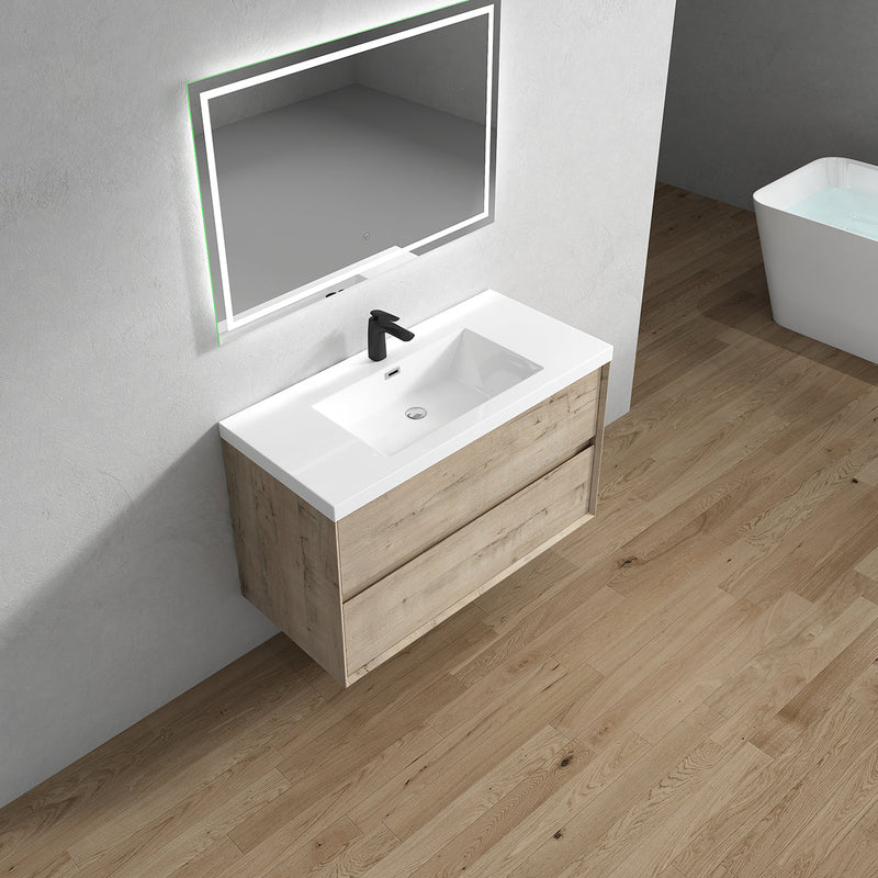Kingdee 24"-84" Wall Mounted Vanity with Reinforced Acrylic Sink