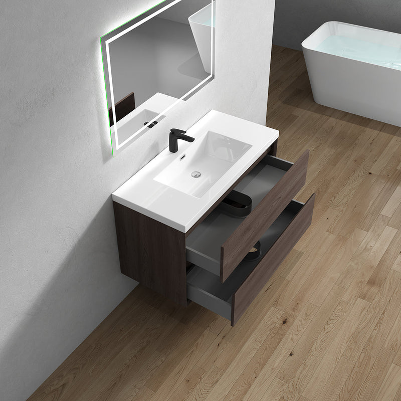 Kingdee 24"-84" Wall Mounted Vanity with Reinforced Acrylic Sink