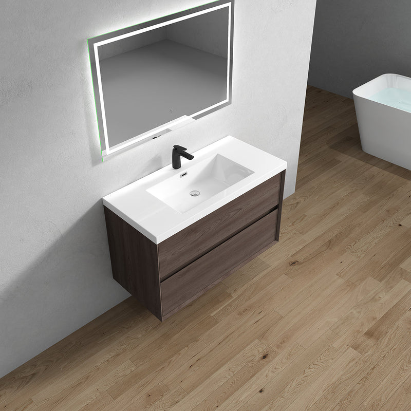 Kingdee 24"-84" Wall Mounted Vanity with Reinforced Acrylic Sink
