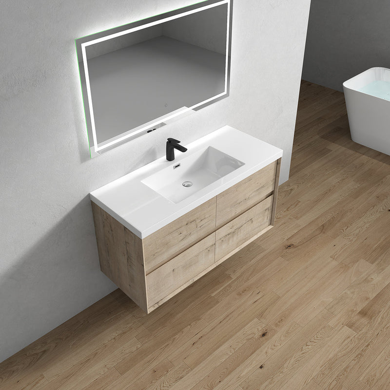 Kingdee 24"-84" Wall Mounted Vanity with Reinforced Acrylic Sink
