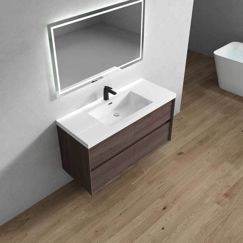 Kingdee 24"-84" Wall Mounted Vanity with Reinforced Acrylic Sink