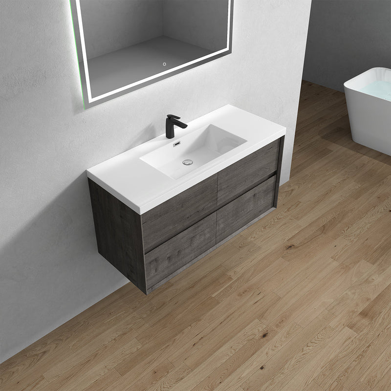 Kingdee 24"-84" Wall Mounted Vanity with Reinforced Acrylic Sink