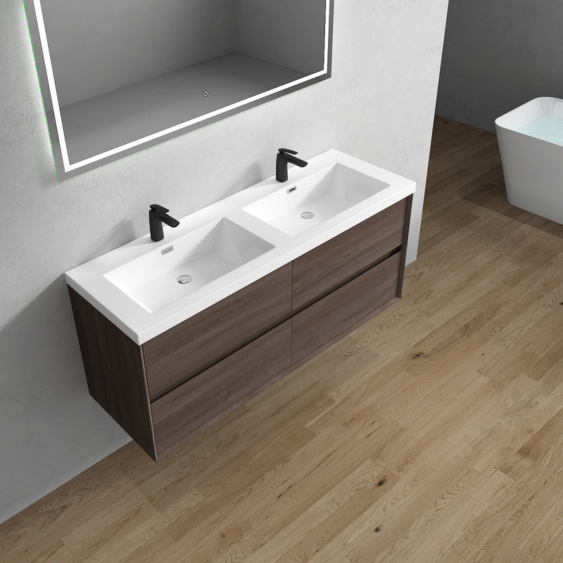 Kingdee 24"-84" Wall Mounted Vanity with Reinforced Acrylic Sink