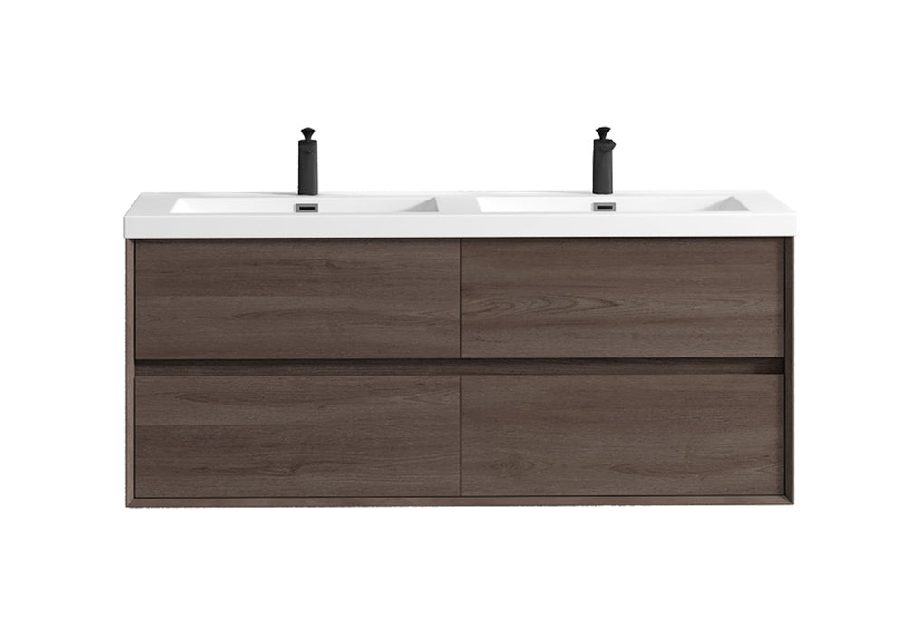Kingdee 24"-84" Wall Mounted Vanity with Reinforced Acrylic Sink