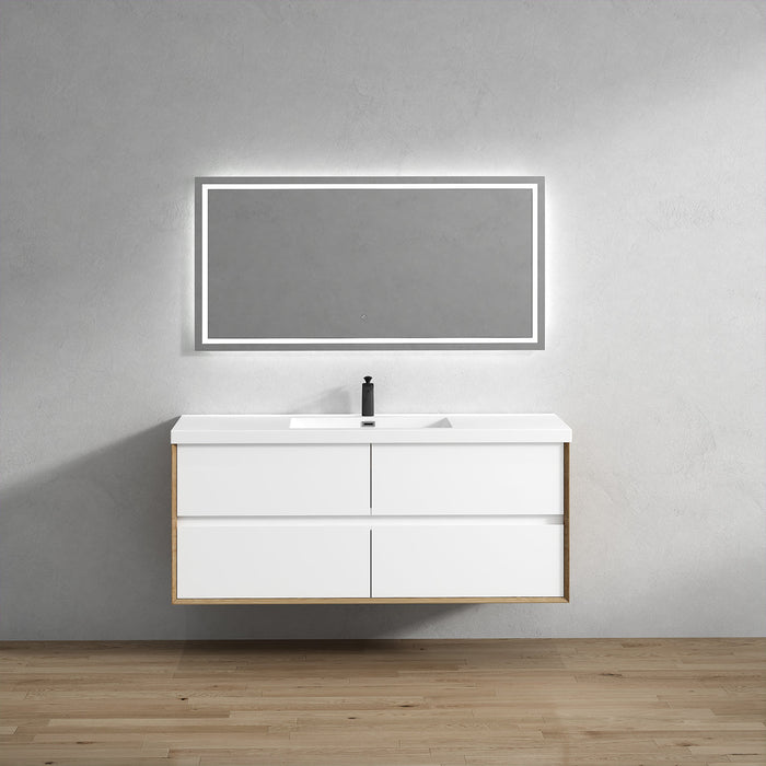 Kingdee 24"-84" Wall Mounted Vanity with Reinforced Acrylic Sink