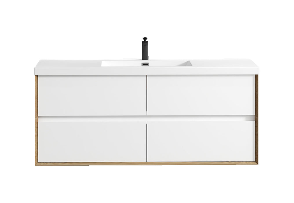 Kingdee 24"-84" Wall Mounted Vanity with Reinforced Acrylic Sink