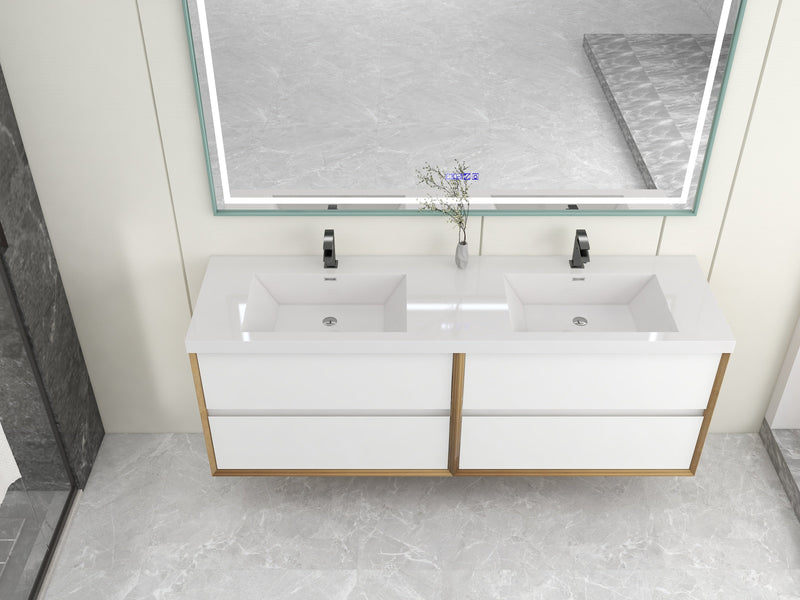Kingdee 24"-84" Wall Mounted Vanity with Reinforced Acrylic Sink