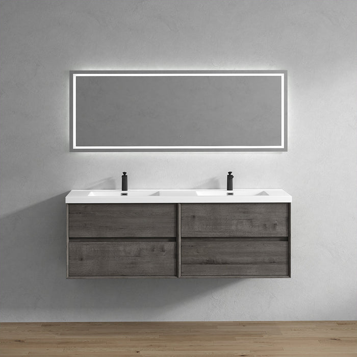 Kingdee 24"-84" Wall Mounted Vanity with Reinforced Acrylic Sink