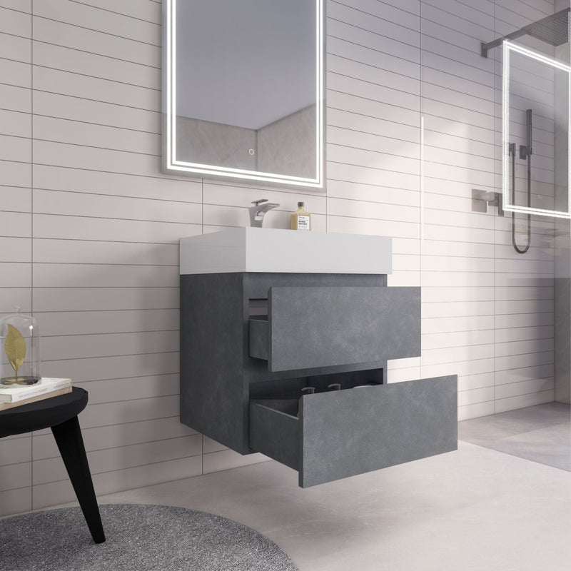 Monterey 24" Wall Mounted Vanity with Reinforced Acrylic Sinks