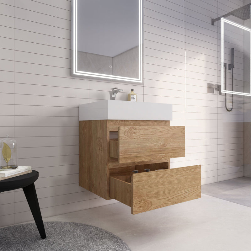 Monterey 24" Wall Mounted Vanity with Reinforced Acrylic Sinks
