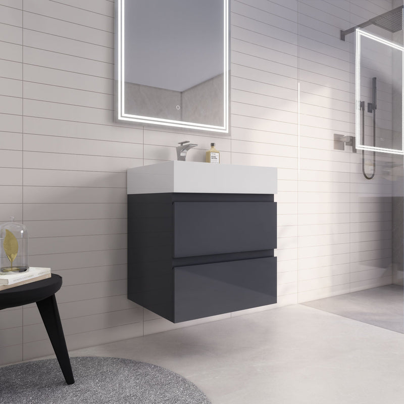 Monterey 24" Wall Mounted Vanity with Reinforced Acrylic Sinks