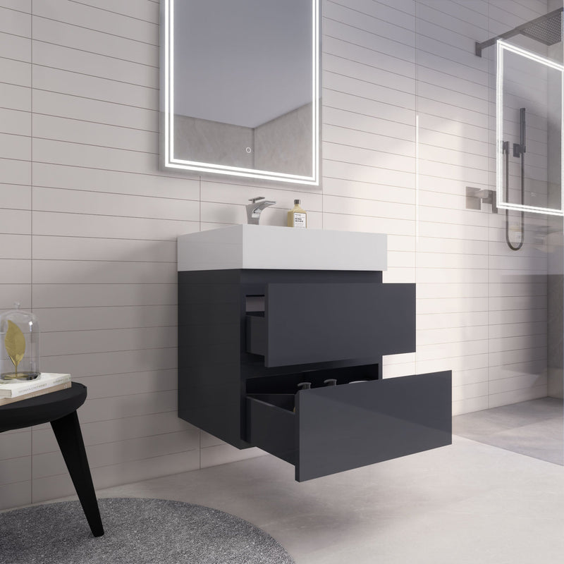 Monterey 24" Wall Mounted Vanity with Reinforced Acrylic Sinks