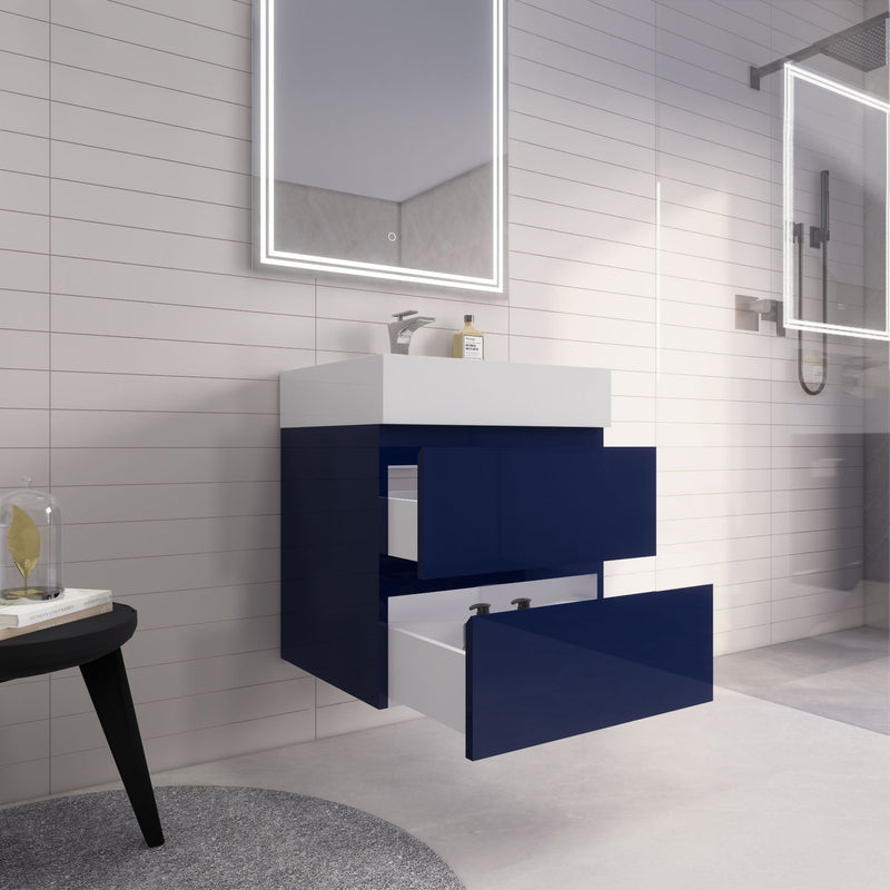 Monterey 24" Wall Mounted Vanity with Reinforced Acrylic Sinks