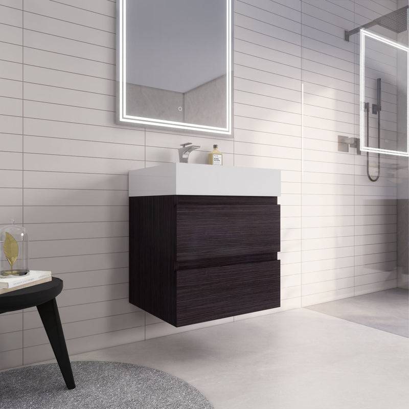 Monterey 24" Wall Mounted Vanity with Reinforced Acrylic Sinks