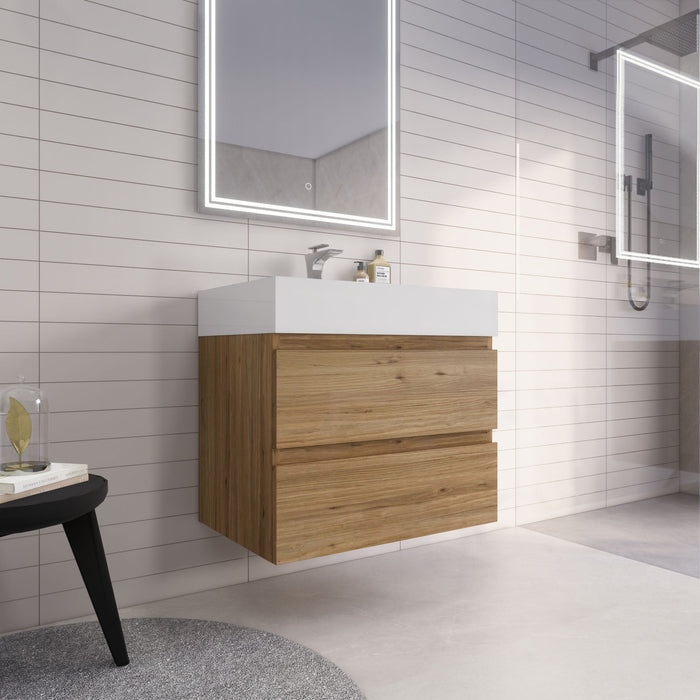 Monterey 30" Wall Mounted Vanity with Reinforced Acrylic Sinks