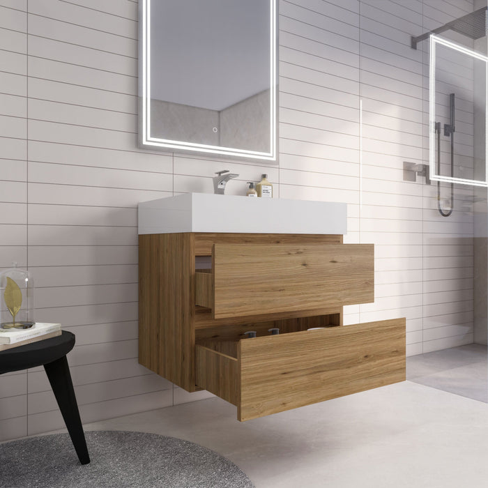 Monterey 30" Wall Mounted Vanity with Reinforced Acrylic Sinks